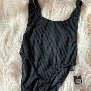 Topshop Black Ribbed Scoop Neck Swimsuit- Sz 6